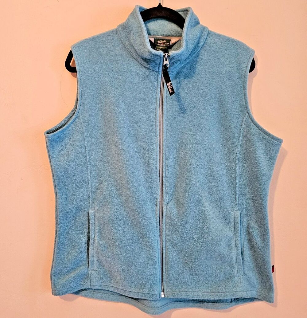 Size L WOOLRICH Green Fleece Vest Zip Up Pockets Womens